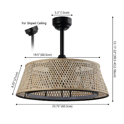 Cressida 23.75" Light Brown and Black Bamboo LED Ceiling Fan with Remote