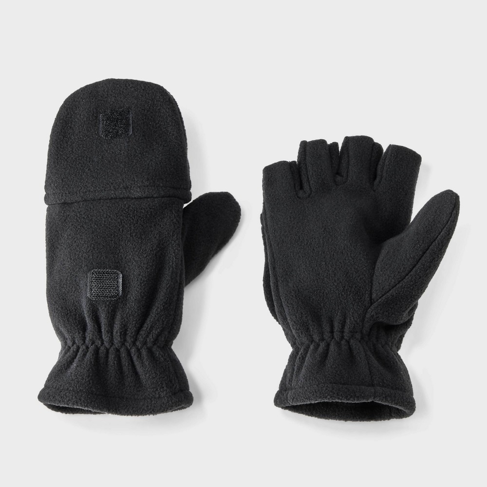 Boys' Fleece Fliptop Gloves - Cat & Jack™ Black 8-16