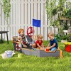 Outsunny Wooden Kids Pirate Sandbox, Outdoor Sandboat with Bench Seats, Storage, Non-Woven Fabric Cloth for Backyard, Lawn - 3 of 4