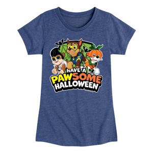 Girls' - Paw Patrol - Rubble Chase Marshall Pawsome Halloween Fitted Short Sleeve Graphic T-Shirt - 1 of 4