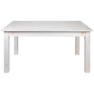65" Antique Rustic White Reclaimed Wood Farmhouse Dining Table