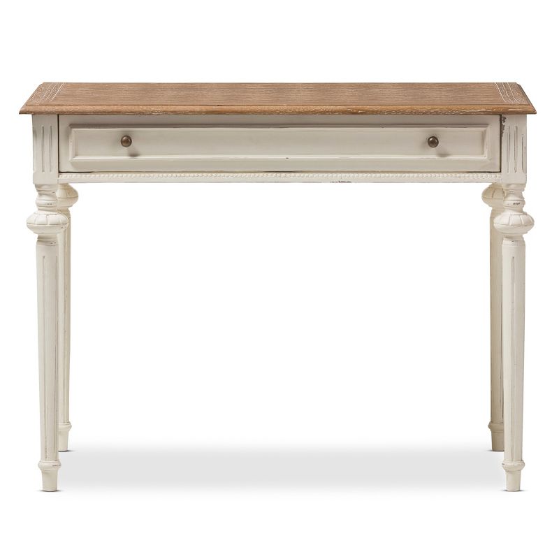 Marquetterie French Provincial Weathered Oak Wash Writing Desk White - Baxton Studio, 3 of 7