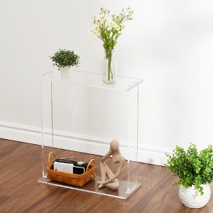 Transparent Acrylic Console Table – Modern Narrow Side Table | Compact Clear Accent Furniture for Living/Dining Room| 38.2" L x 15" W x 29.3" H - 1 of 4