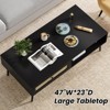 Lirago,Mid-Century Modern Wooden 2-Tier Coffee Table with Rattan Drawer - Compact Storage Solution for Living Room-Black - 3 of 4