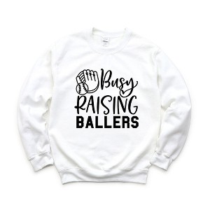 Simply Sage Market Women's Graphic Sweatshirt Busy Raising Ballers Baseball - 1 of 3