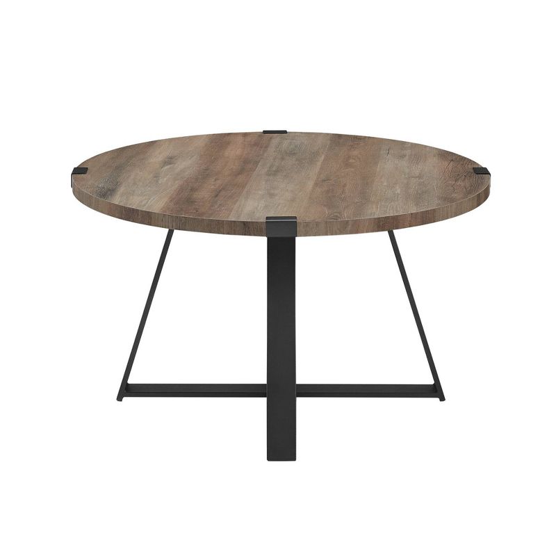 Wrightson Urban Industrial Faux Wrap Leg Round Coffee Table - Saracina Home, 4 of 18