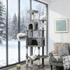 TopComfy Pet Tower Tall Multi Level Cat Climbing Tower with Scratching Surfaces and Elevated Perches for Active Cats, Gray, 19.69"*11.61"*24.8" - 2 of 4