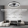 Ludomide 20" Black Low Profile Ceiling Fan with Light and Remote Control, Flush Mount Fandelier Ceiling Fan 6 Wind Speeds 3 Color Changeable - 2 of 4