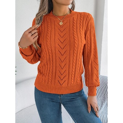 Cable Knit Sweater Women Oversized Crewneck Cute Fall Sweaters Casual Long Sleeve Chunky Pullover