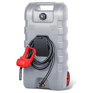 Fuel Caddy, 15 Gallon Portable Fuel Delivery Tank with 10Ft Delivery Hose and Wheels, Diesel and Gasoline Fuel Tank - 1 of 4