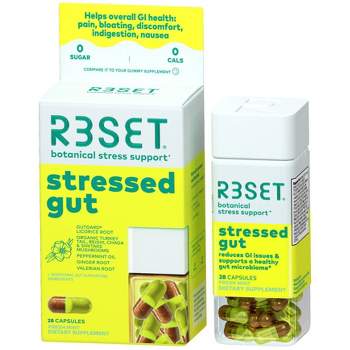 R3SET Stressed  Gut Vegan Prebiotic for Heartburn, Bloating and Gas with Ginger, Licorice Roots and Organic Mushroom Blend Dietary Supplements -  28ct