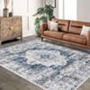 Washable Vintage Rug Non Slip Low Pile Rug Soft Retro Medallion Distressed Throw Floor Cover Foldable Indoor Carpet for Living Room Bedroom Playroom - 3 of 4