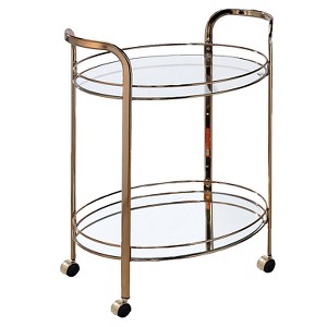 ioHomes Derria Oval Mirrored Serving Cart - Champagne, Soft Gold