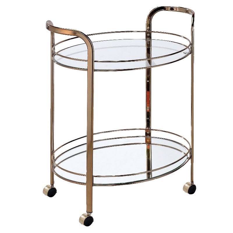 Derria Oval Mirrored Metal Frame Serving Cart - Furniture of America, 1 of 6