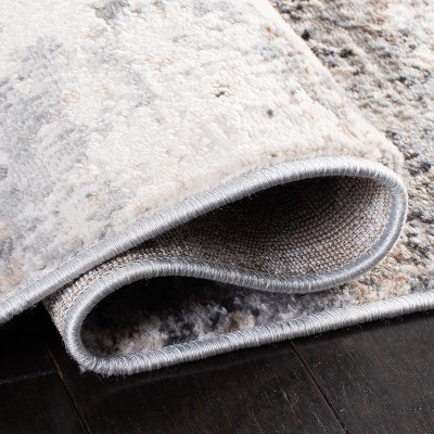 Abstract Elegance Gray & Gold 9x12 Hand-Knotted Synthetic Rug