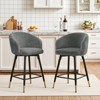 Bekrvio Swivel Counter Height Bar Stools Set of 2, 26" Modern Upholstered Barstools with Barrel Arms & Backs, Bar Stools for Kitchen Island - 4 of 4