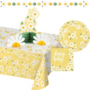 Creative Converting Sweet Daisy Baby Tableware and Decor Set 28ct - 1 of 4