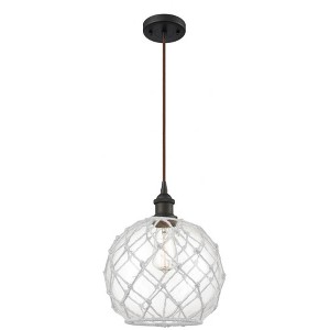 Farmhouse Rope - 1 Light Cord Hung Mini Pendant In Industrial Style-13 Inches Tall and 10 Inches Wide - 1 of 1