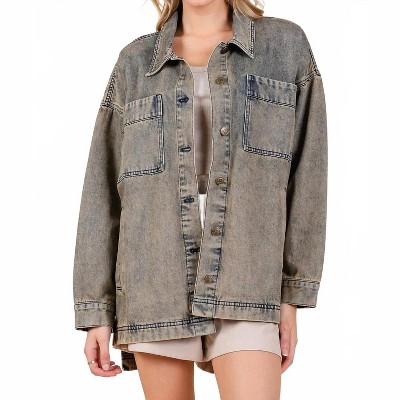 Women's Denim Oversized Boxy Fit Shirt Jacket - mittoshop