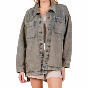 Women's Denim Oversized Boxy Fit Shirt Jacket - mittoshop - 1 of 4