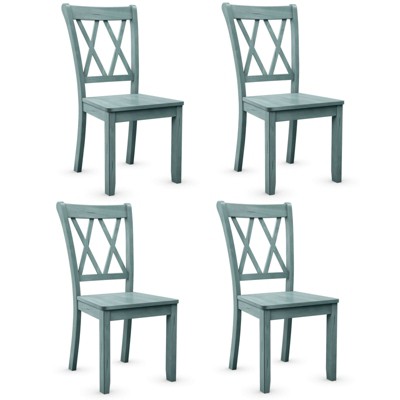 Tangkula Set of 4 Wooden Dining Side Chair Armless Chair Home Kitchen Mint Green