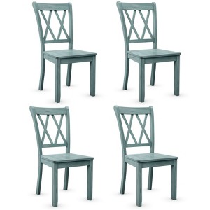 Tangkula Set of 4 Wooden Dining Side Chair Armless Chair Home Kitchen Mint Green - 1 of 4