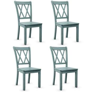 Tangkula Set of 4 Wooden Dining Side Chair Armless Chair Home Kitchen Mint Green
