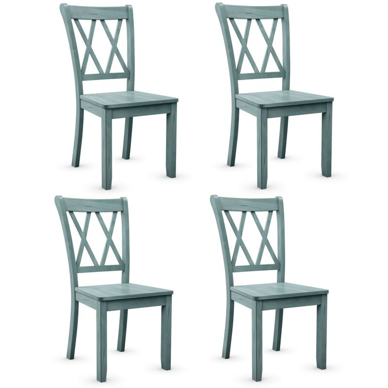 Tangkula Set of 4 Wooden Dining Side Chair Armless Chair Home Kitchen Mint Green, 1 of 11