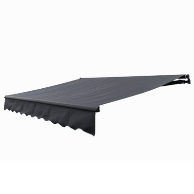 Gray 12' x 10' Retractable Patio Awning with Black Frame