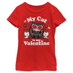 Girl's Batman Catwoman My Cat is My Valentine T-Shirt - 1 of 4