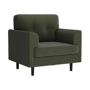 Mid-Century Modern Accent Chair, Oversized Linen Single Sofa Armchair with Stain-Resistant Fabric, 350 lbs Capacity for Living Room, Office - 1 of 4