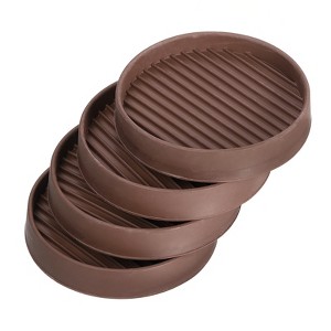 Unique Bargains Round Non-Slip Furniture Leg Floor Protectors for Bed Stopper 4 Pcs 3'' Brown - 1 of 4