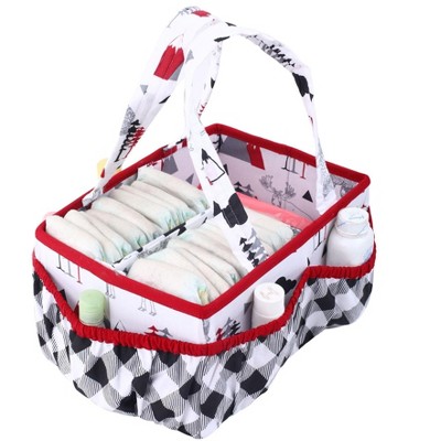 Bacati - Lumberjack Red/Black/Gray Boys Cotton Nursery Storage Caddy