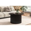 Okak Natural Farmhouse Coffee Table with Storage, 2-Tier Center Table Side Tables with Half Open Compartment for Living Room Bedroom - 4 of 4