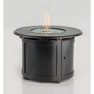 Manchester Cast Aluminum Round Gas Fire Pit/Chat Table w/Glacier Ice Firebead - Alfresco Home LLC