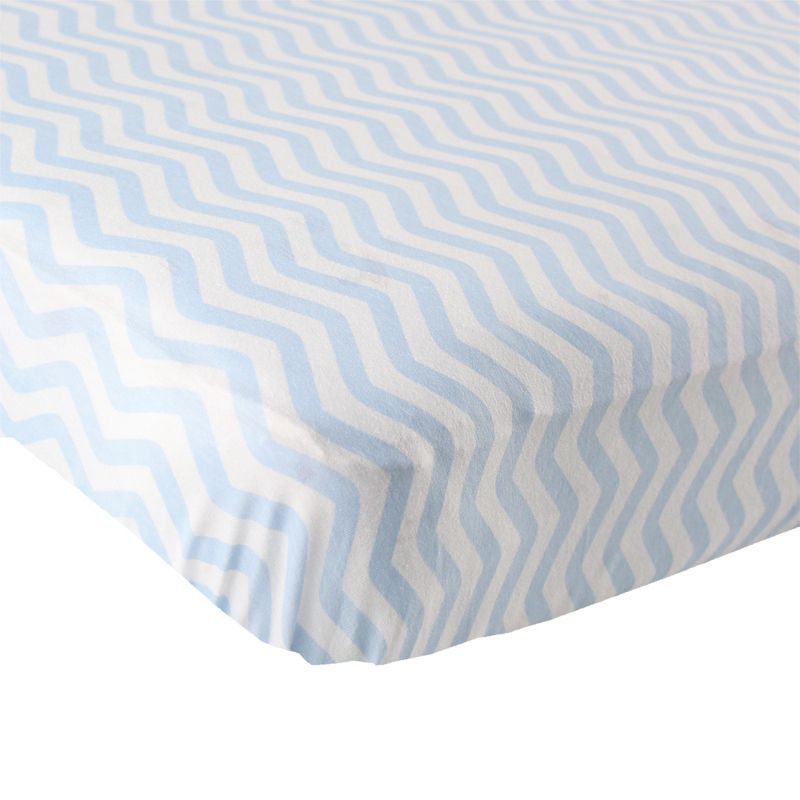 Luvable Friends Baby Boy Fitted Crib Sheet, Blue Chevron, One Size, 1 of 3