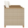 vidaXL 3 Piece Bistro Set with Cushions Beige Poly Rattan Acacia Wood - 4 of 4