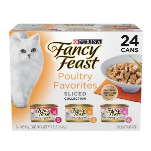 Purina Fancy Feast Poultry Favorites Variety Pack Liver, Chicken & Turkey Flavor Gravy Wet Cat Food Cans - 3oz/24ct - 1 of 4
