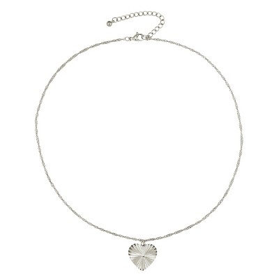 Slate by Rebl Heart Pendant Chain Necklace  Stainless Steel