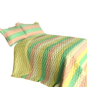 Slickblue 3 PC Handmade Full/Queen Quilt Set, Reversible Vermicelli Quilted, Horizontal Stripes, 37 Color Options - 1 of 4