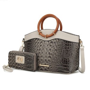 MKF Collection Phoebe Tote Women’s Faux Crocodile-Embossed Vegan Leather with Wristlet Wallet Bag by Mia K - 1 of 4