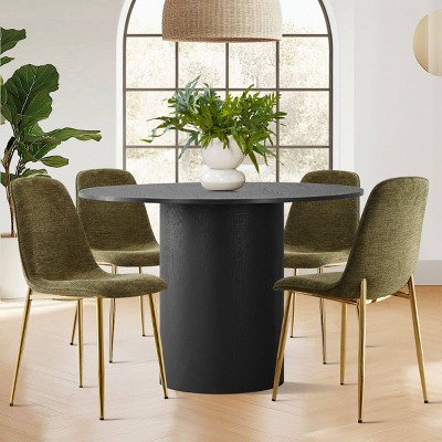 Modern Design Armless Dining Chair Set Of 4 With Gold Metal Legs,Linen Dining Chair for Dining Room,Kitchen Chair,Farmhouse-Tanpinhause