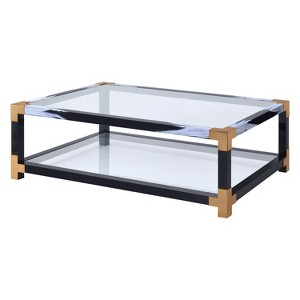 Lafty Clear Glass & White Brushed Finish Coffee Table - 1 of 1