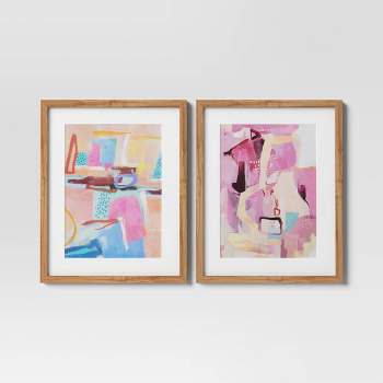 (Set of 2) 16" x 20" Painterly Collage Framed Wall Canvases - Threshold™