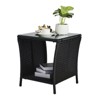 VisioGear Square End Table, Outdoor Bistro Coffee Table with Glass Top Storage Shelf for Porch Garden Backyard, Black, 17.9"*17.9"*20" - 4 of 4