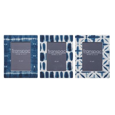 Transpac Ceramic Shibori Picture Frame Set of 3 Everyday Home Decorations