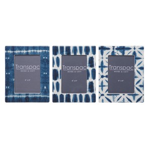 Transpac Ceramic Shibori Picture Frame Set of 3 Everyday Home Decorations - 1 of 1