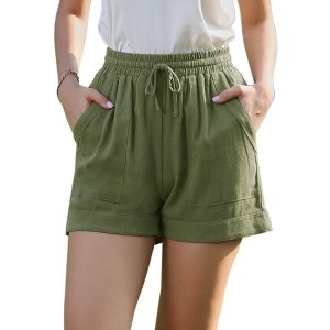 INSPIRE CHIC Women's Drawstring Elastic Waist Wide Leg Casual Shorts with Pockets - 1 of 4