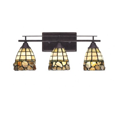 Toltec Lighting Uptowne 3 - Light Vanity in  Dark Granite with 7" Cobblestone Art Glass Shade
