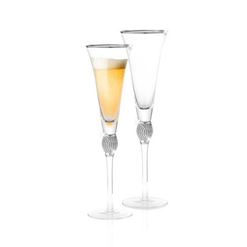 Berkware Luxurious Crystal Champagne Flutes With Elegant Silver Rhinestone  Embellished Stem - 8oz (set Of 6) : Target